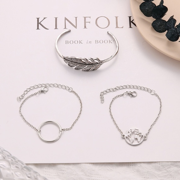 **AMBROSIA* 3-Pc Silver Feather Fashion Bracelets - Picture 2 of 6